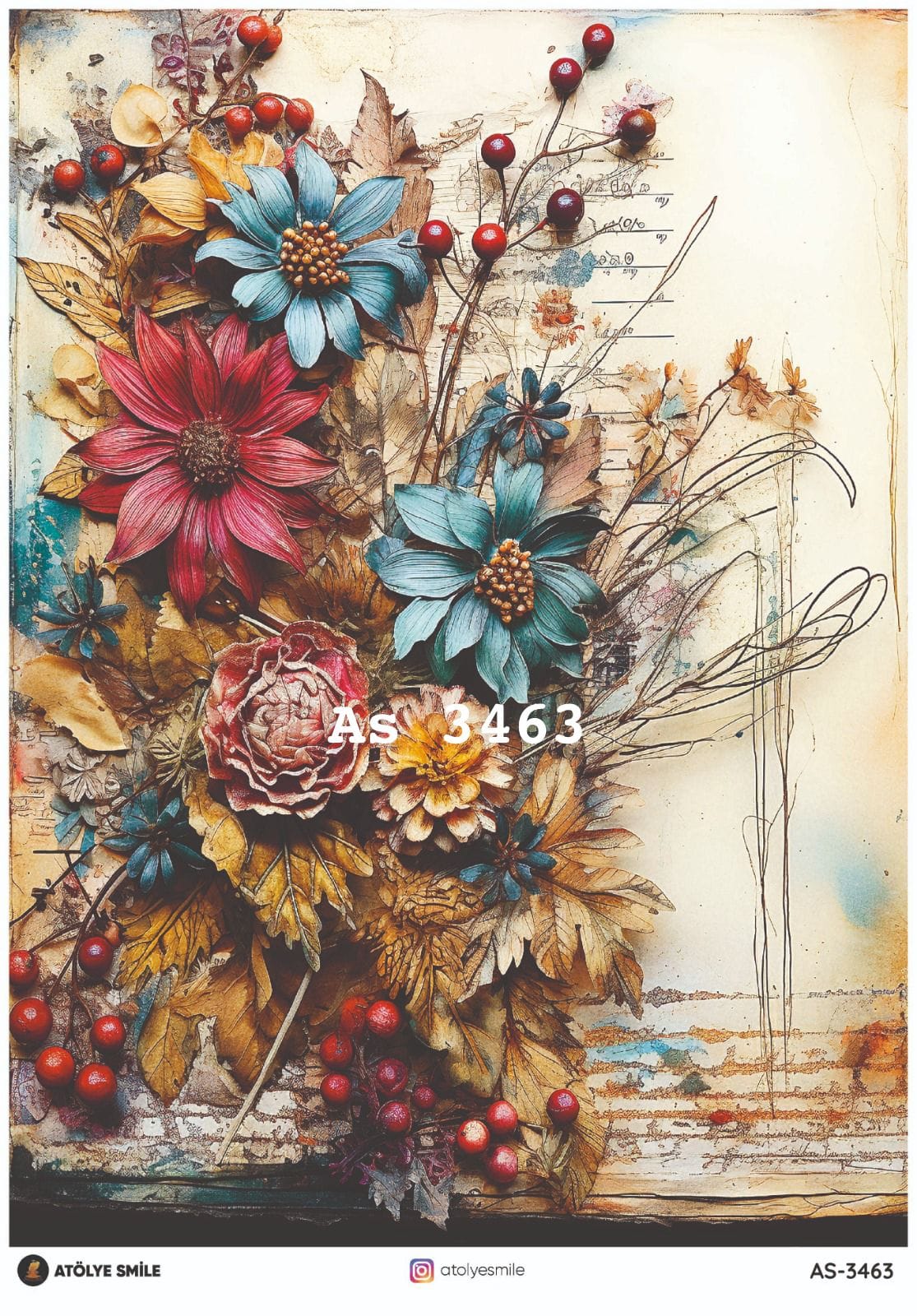 PD3463-AS| Pirinç Dekopaj Kağıdı-29x42 cm 1 Pd3463-As| Pirinç Dekopaj Kağıdı-29X42 Cm