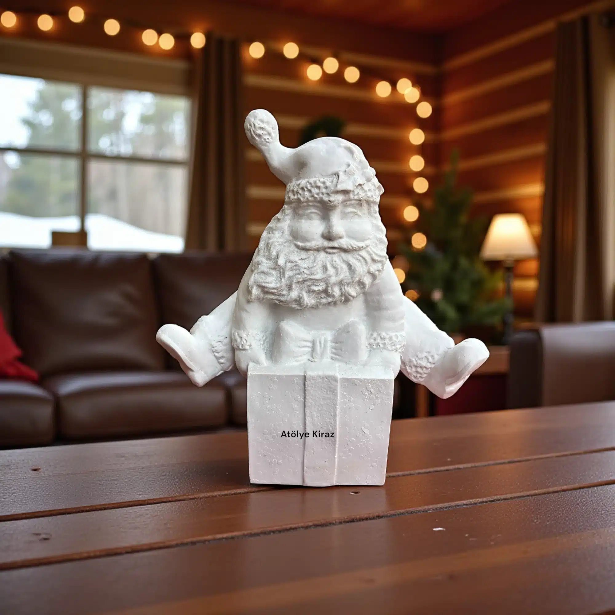 Ham Polyester Hediye Paketi Üzerinde Noel Baba Heykeli : Yılbaşı Temalı Biblo 1 Ham Polyester Hediye Paketi Üzerinde Noel Baba Heykeli : Yılbaşı Temalı Biblo