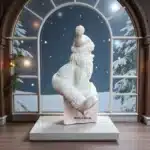 Ham Polyester Hediye Paketi Üzerinde Noel Baba Heykeli: Yılbaşı Temalı Biblo - Görsel 3