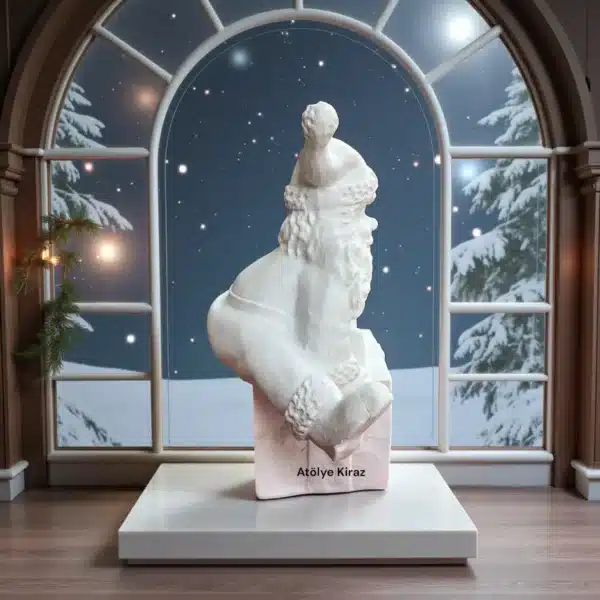 Ham Polyester Hediye Paketi Üzerinde Noel Baba Heykeli: Yılbaşı Temalı Biblo - Görsel 3
