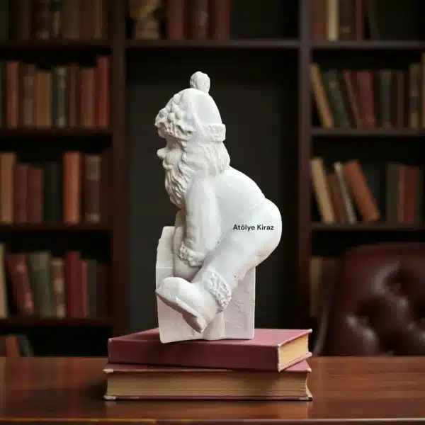 Ham Polyester Hediye Paketi Üzerinde Noel Baba Heykeli: Yılbaşı Temalı Biblo - Görsel 5
