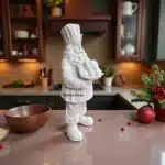 Boyanabilir Pastacı Noel Baba Heykeli-Kurabiyeli Şef Polyester Figür - Görsel 2