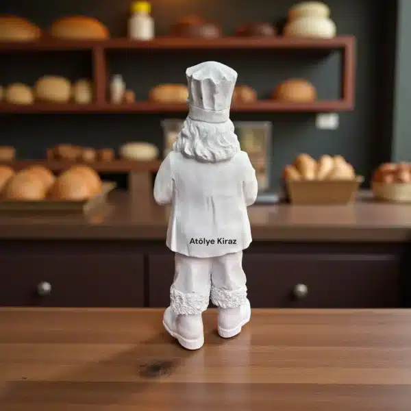 Boyanabilir Pastacı Noel Baba Heykeli-Kurabiyeli Şef Polyester Figür - Görsel 5