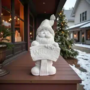 Boyanabilir Welcome Noel Baba Heykeli - Büyük Boy Ham Polyester Karşılama Figürü