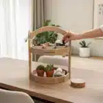 İki katlı ikramlık standı kahve sunumluk ahşap boyama lifestyle kullanımı atölye kiraz