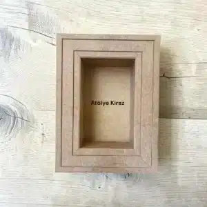 Çizgi detaylı dikdörtgen rölyef pano boyanabilir çok amaçlı derin ahşap kutu