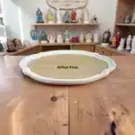 Boyanabilir oval ahşap tepsi polyester aplikli sunumluk atölye kiraz