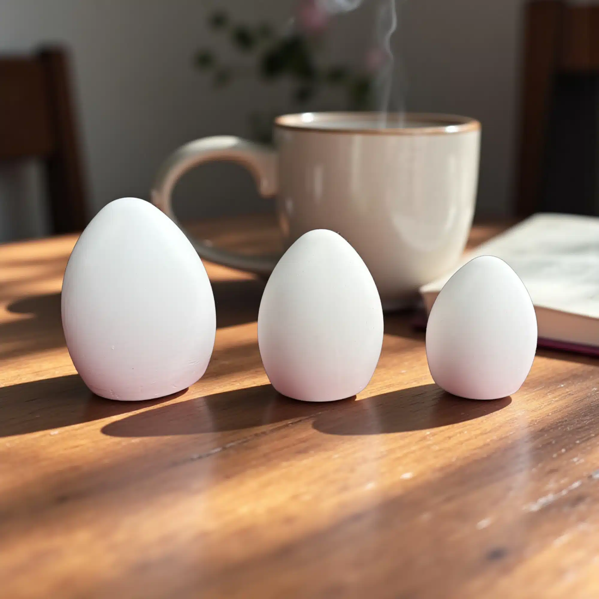 Dekoratif Taş Tozu Yumurta Biblo: Üçlü Set