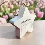 Atölye Kiraz ham taş tozu boyanabilir yıldız masa takvimi dış mekan bahar konsepti lale arka planı