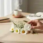 Atölye Kiraz boyanabilir papatya figürü ev içi çalışma masası gerçek çiçeklerle estetik sunum