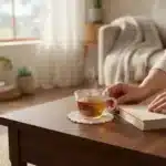 Atölye Kiraz boyanabilir mandala desenli bardak altlığı ev içi sıcak bitki çayı sunumu yaşam alanı çekimi