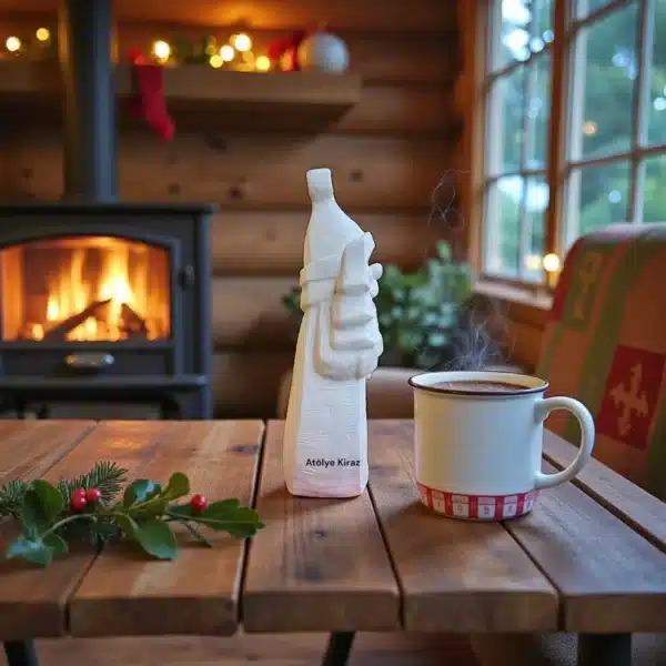 Çam Ağacı Tutan Noel Baba Figürlü Obje