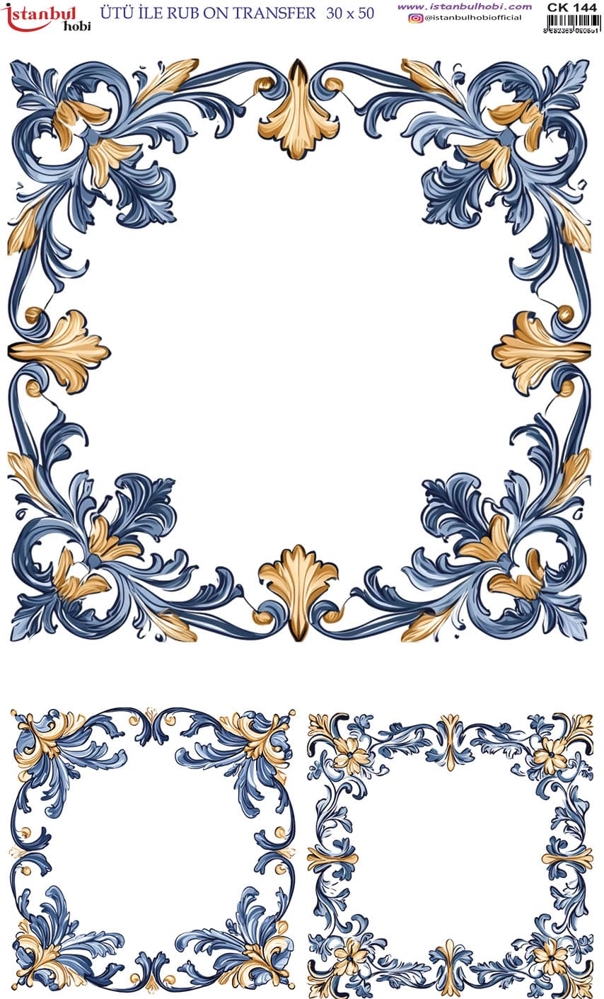 Ütü ile Rub On Transfer Kağıdı: Dekoratif Süsleme Kağıdı - CK144 | 30x50 cm 1 Ütü Ile Rub On Transfer Kağıdı: Dekoratif Süsleme Kağıdı - Ck144 | 30X50 Cm