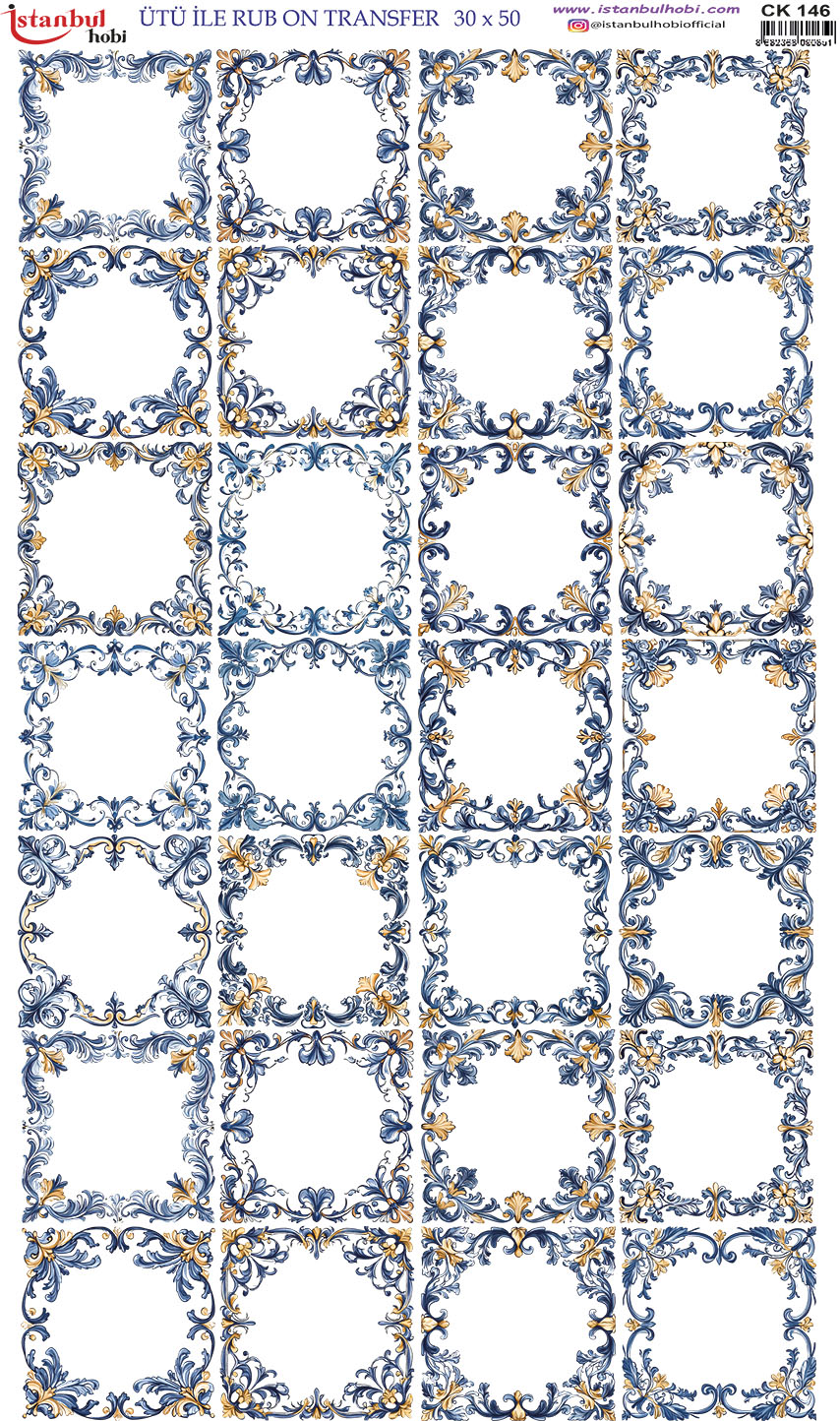 Ütü ile Rub On Transfer Kağıdı: Dekoratif Süsleme Kağıdı - CK146 | 30x50 cm 1 Ütü Ile Rub On Transfer Kağıdı: Dekoratif Süsleme Kağıdı - Ck146 | 30X50 Cm
