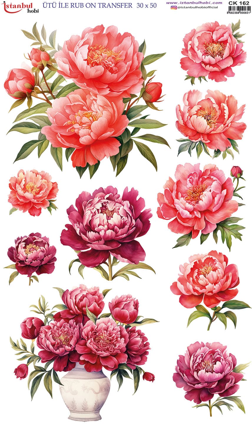 Ütü ile Rub On Transfer Kağıdı: Dekoratif Süsleme Kağıdı - CK162 | 30x50 cm 1 Ütü Ile Rub On Transfer Kağıdı: Dekoratif Süsleme Kağıdı - Ck162 | 30X50 Cm