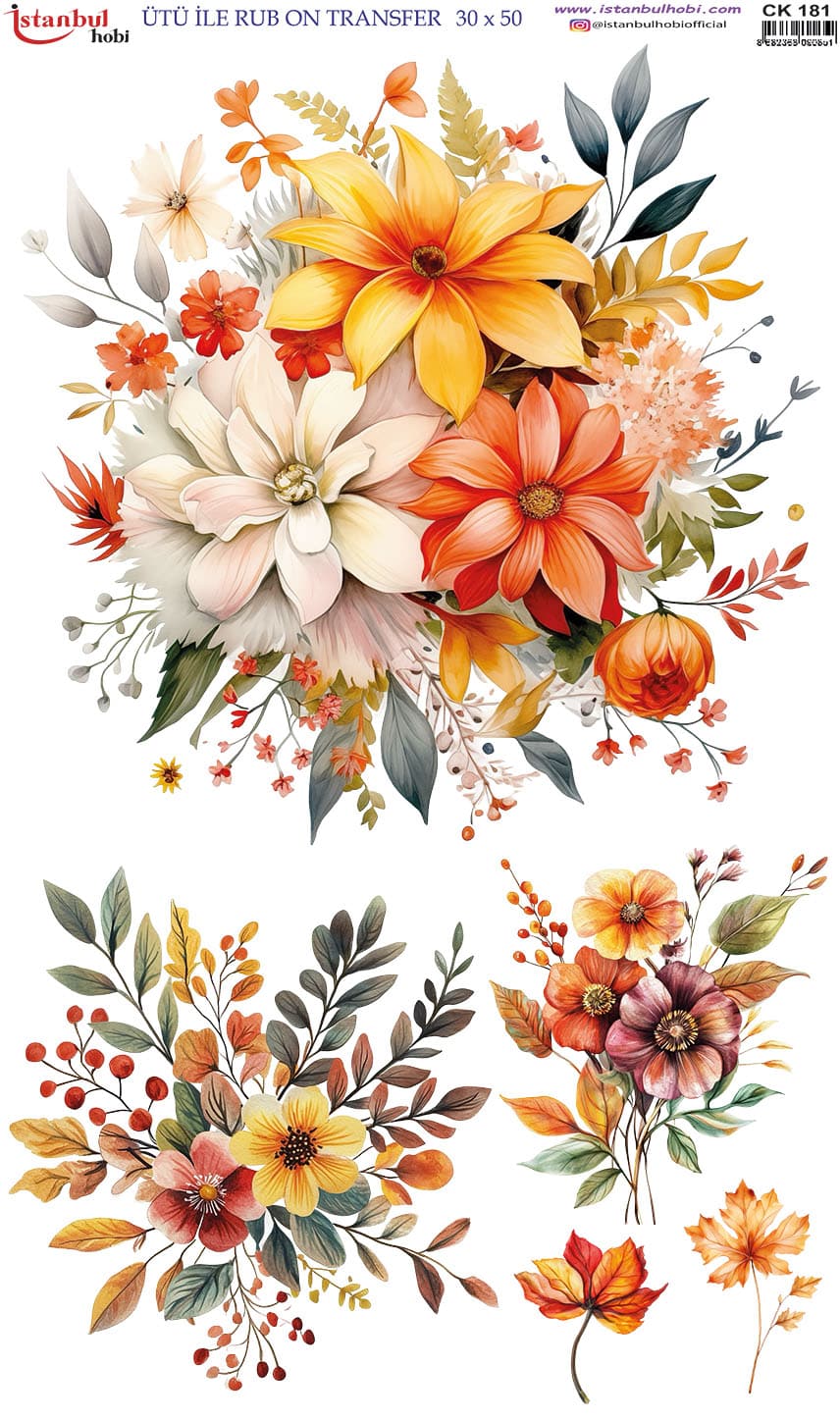 Ütü ile Rub On Transfer Kağıdı: Dekoratif Süsleme Kağıdı - CK181 | 30x50 cm 1 Ütü Ile Rub On Transfer Kağıdı: Dekoratif Süsleme Kağıdı - Ck181 | 30X50 Cm