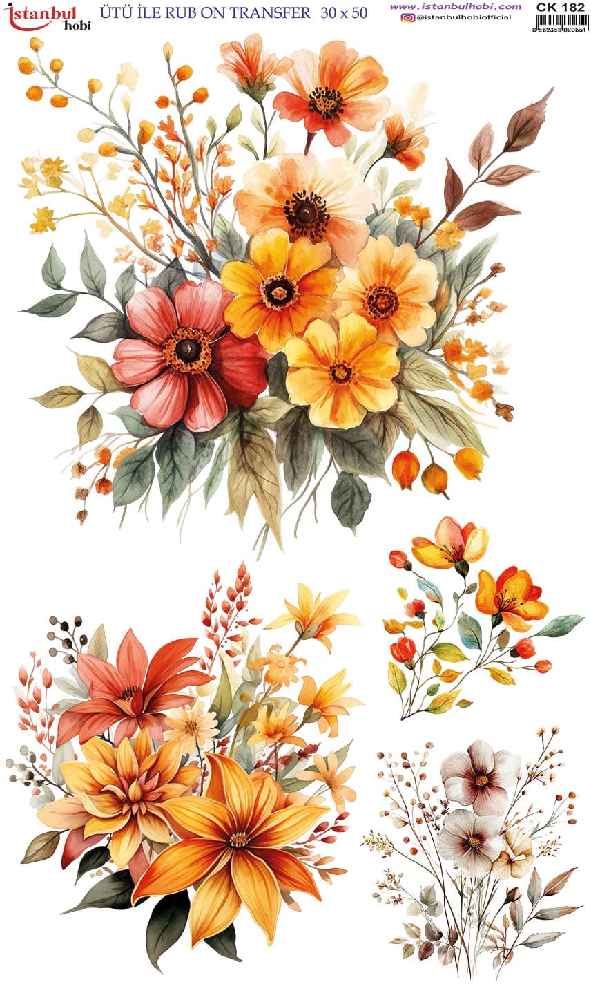 Ütü ile Rub On Transfer Kağıdı: Dekoratif Süsleme Kağıdı - CK182 | 30x50 cm 1 Ütü Ile Rub On Transfer Kağıdı: Dekoratif Süsleme Kağıdı - Ck182 | 30X50 Cm