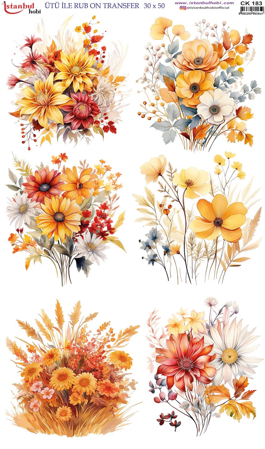 Ütü ile Rub On Transfer Kağıdı: Dekoratif Süsleme Kağıdı - CK183 | 30x50 cm 1 Ütü Ile Rub On Transfer Kağıdı: Dekoratif Süsleme Kağıdı - Ck183 | 30X50 Cm