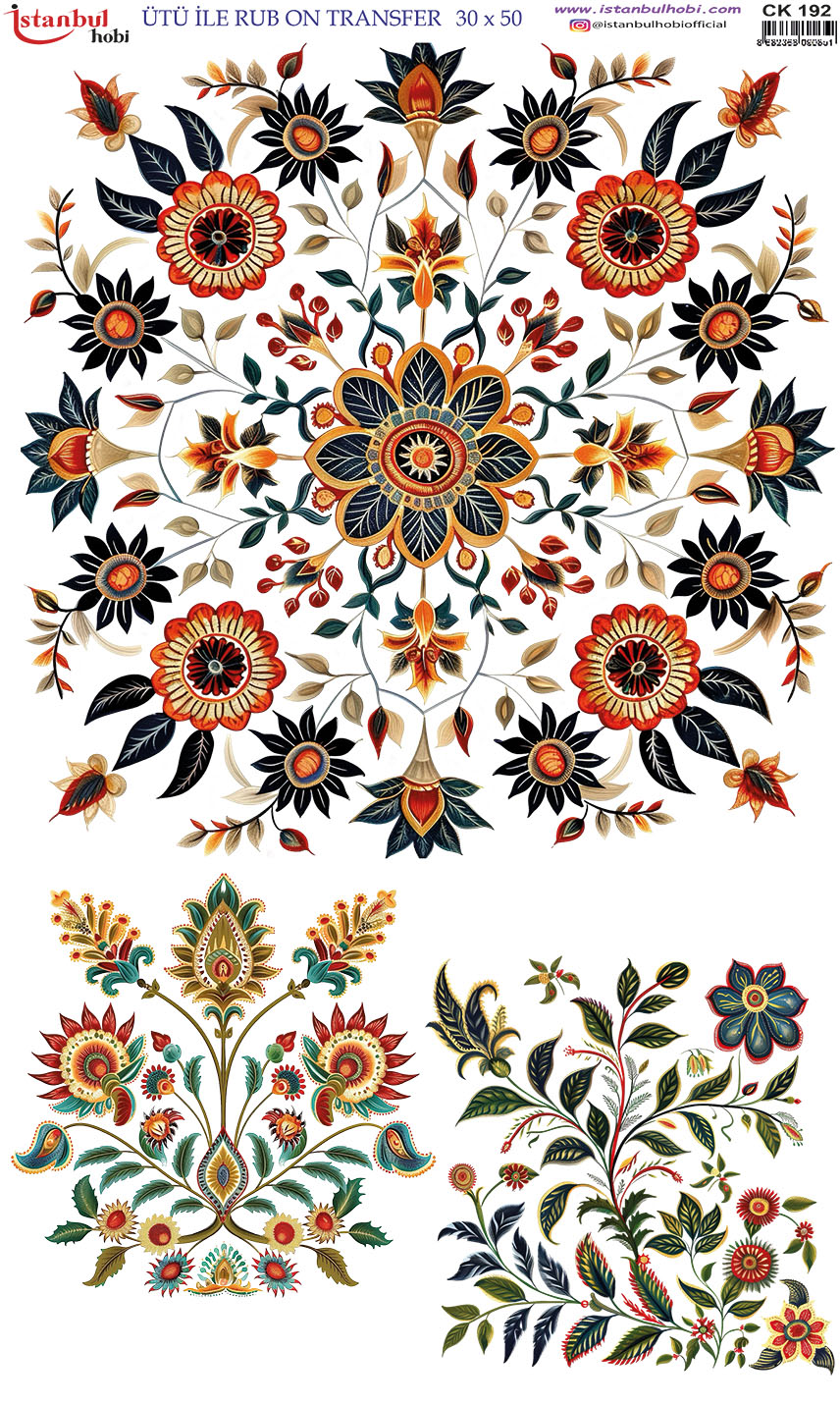 Ütü ile Rub On Transfer Kağıdı: Dekoratif Süsleme Kağıdı - CK192 | 30x50 cm 1 Ütü Ile Rub On Transfer Kağıdı: Dekoratif Süsleme Kağıdı - Ck192 | 30X50 Cm