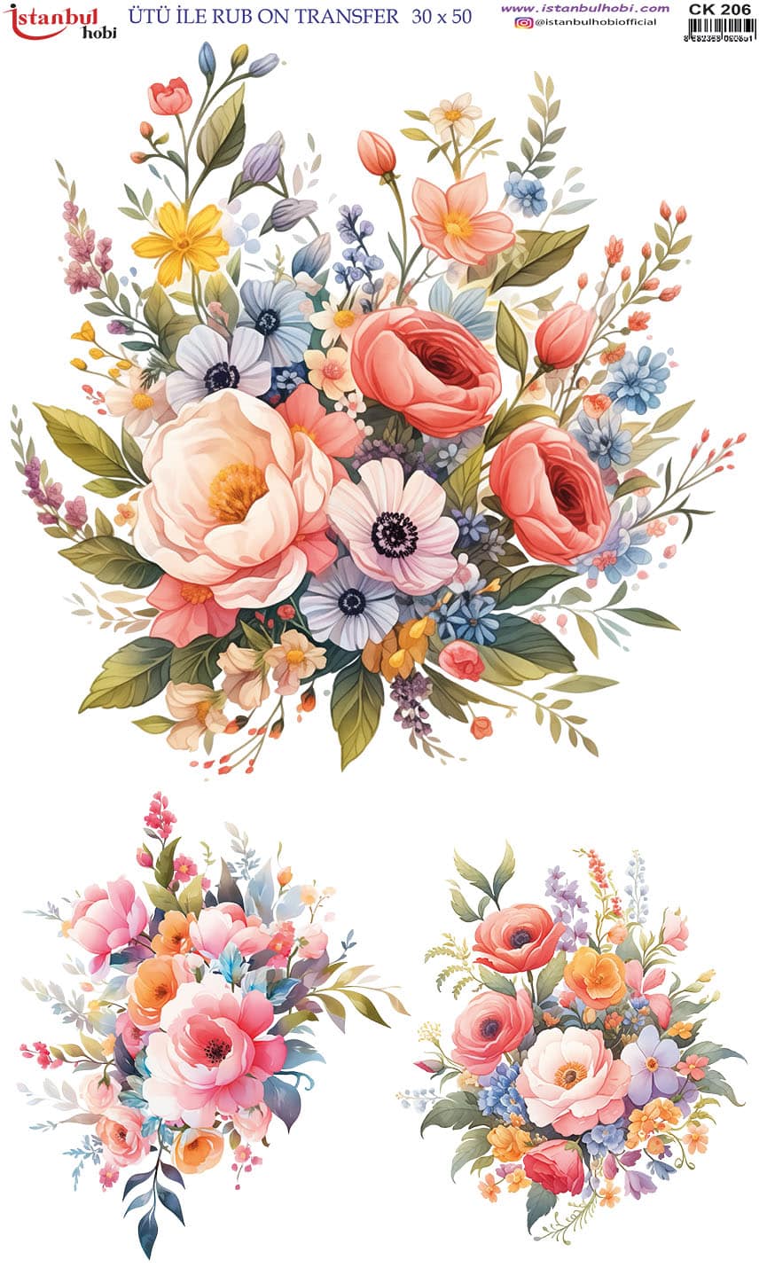Ütü ile Rub On Transfer Kağıdı: Dekoratif Süsleme Kağıdı - CK206 | 30x50 cm 1 Ütü Ile Rub On Transfer Kağıdı: Dekoratif Süsleme Kağıdı - Ck206 | 30X50 Cm