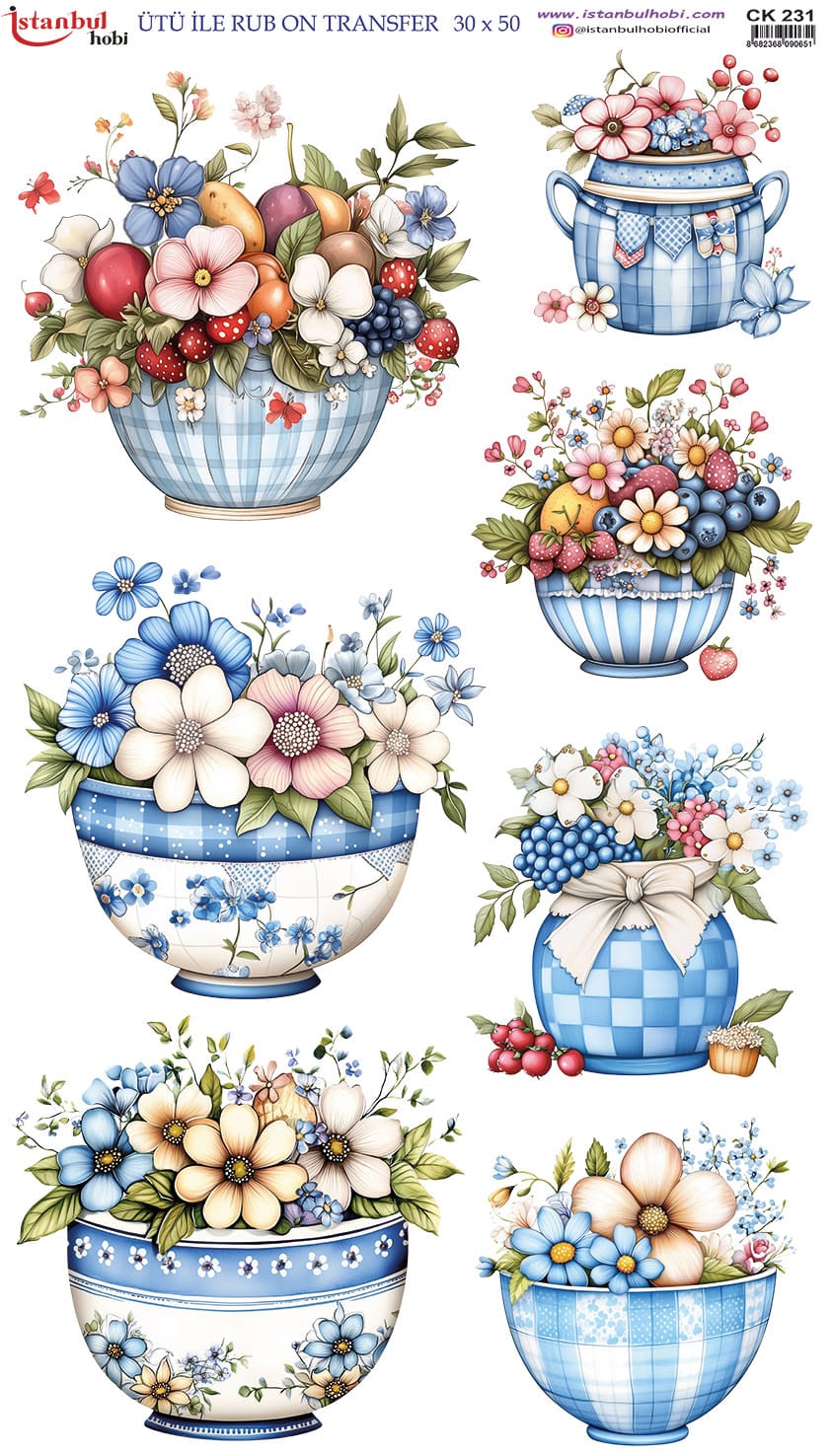CK20231.jpg Ütü Ile Rub On Transfer Kağıdı: Dekoratif Süsleme Kağıdı - Ck231 | 30X50 Cm - Görsel 1