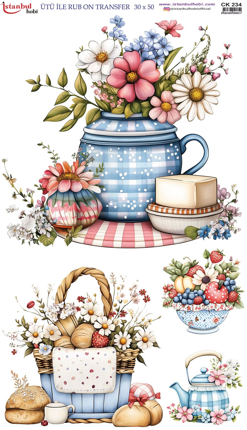 Ütü ile Rub On Transfer Kağıdı: Dekoratif Süsleme Kağıdı - CK234 | 30x50 cm 1 Ütü Ile Rub On Transfer Kağıdı: Dekoratif Süsleme Kağıdı - Ck234 | 30X50 Cm
