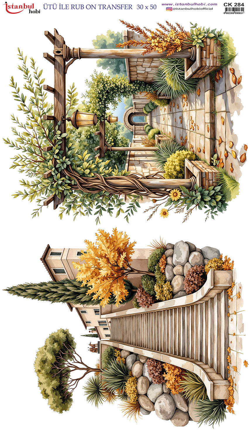 CK20284.jpg Ütü Ile Rub On Transfer Kağıdı: Dekoratif Süsleme Kağıdı - Ck284 | 30X50 Cm - Görsel 1