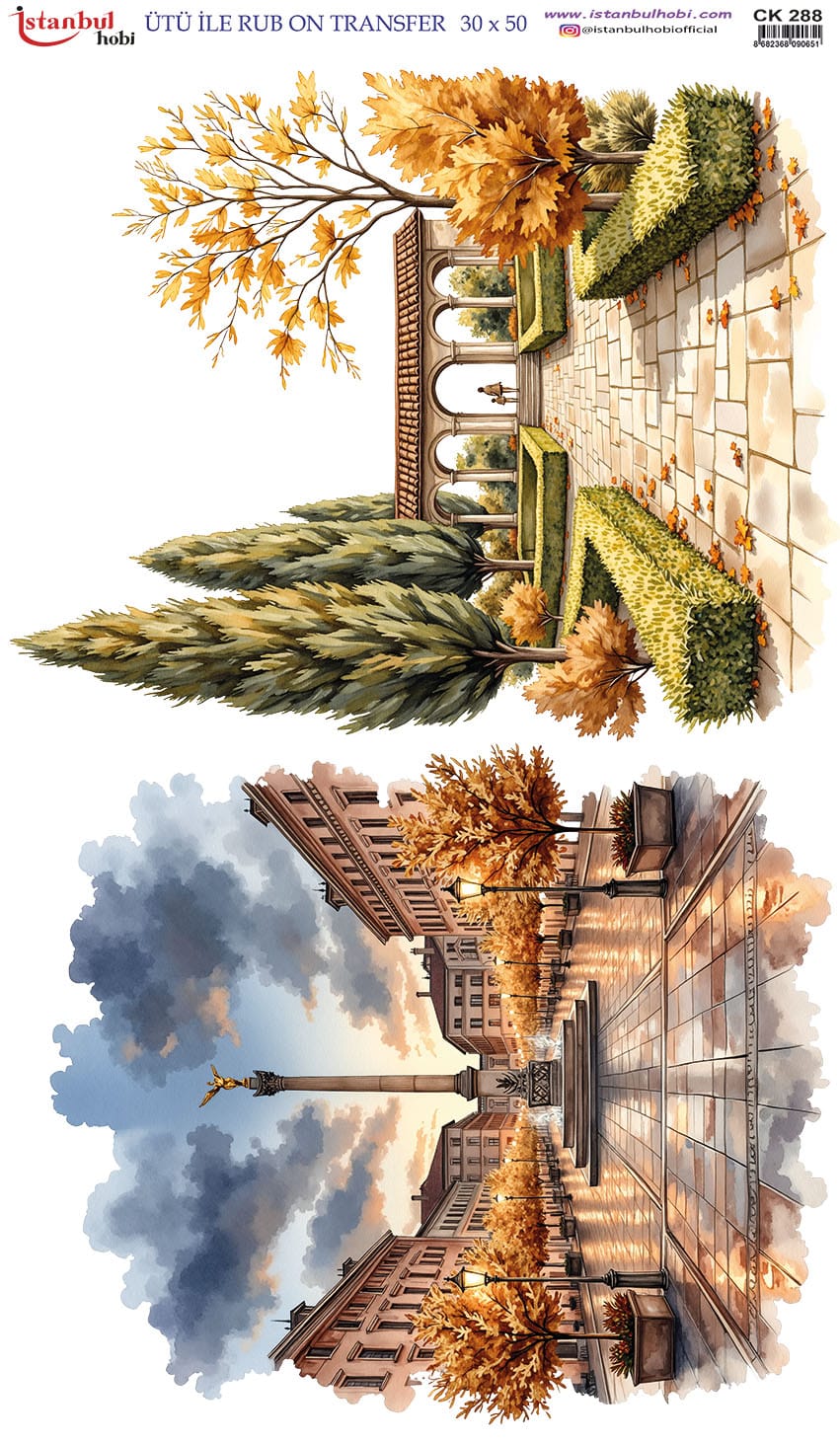 CK20288.jpg Ütü Ile Rub On Transfer Kağıdı: Dekoratif Süsleme Kağıdı - Ck288 | 30X50 Cm - Görsel 1