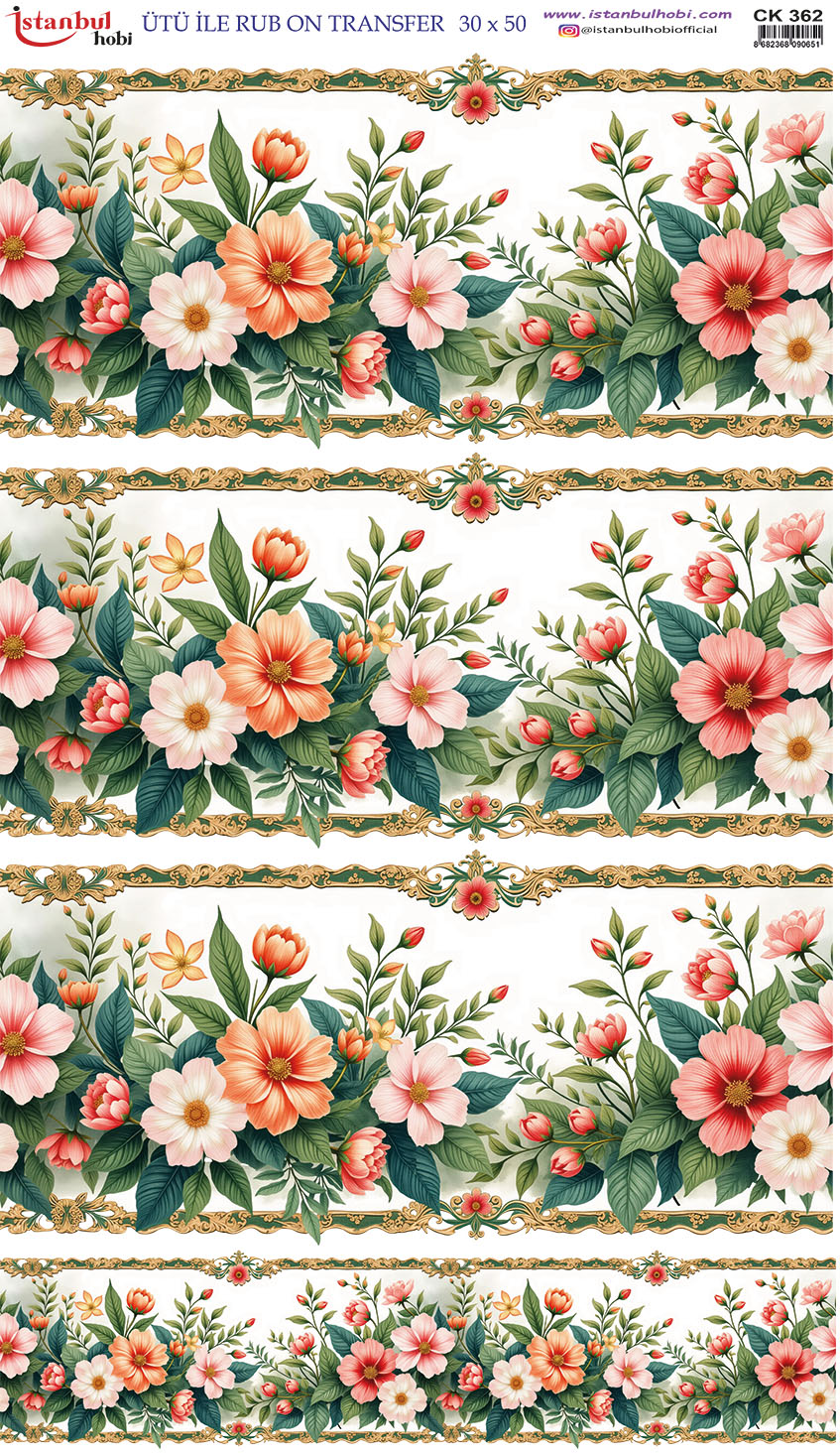 Ütü ile Rub On Transfer Kağıdı: Dekoratif Süsleme Kağıdı - CK362-İST | 30x50 cm 1 Ütü Ile Rub On Transfer Kağıdı: Dekoratif Süsleme Kağıdı - Ck362-İst | 30X50 Cm