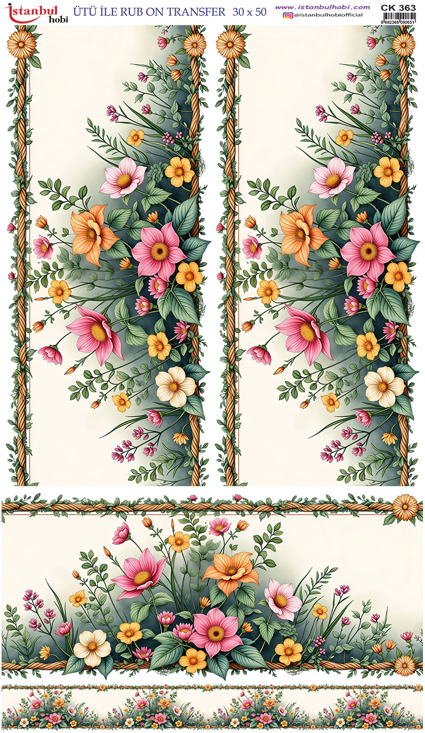 Ütü ile Rub On Transfer Kağıdı: Dekoratif Süsleme Kağıdı - CK363-İST | 30x50 cm 1 Ütü Ile Rub On Transfer Kağıdı: Dekoratif Süsleme Kağıdı - Ck363-İst | 30X50 Cm