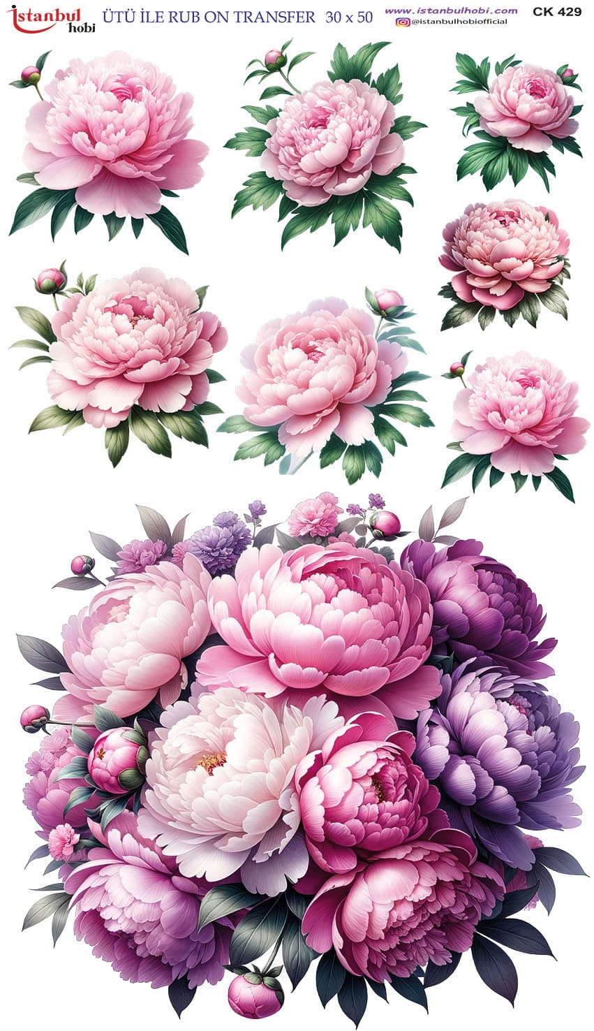 Ütü ile Rub On Transfer Kağıdı: Dekoratif Süsleme Kağıdı - CK429-İST | 30x50 cm 1 Ütü Ile Rub On Transfer Kağıdı: Dekoratif Süsleme Kağıdı - Ck429-İst | 30X50 Cm