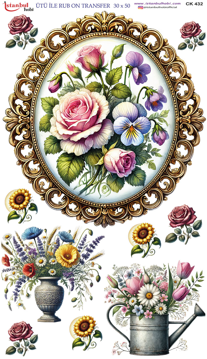 Ütü ile Rub On Transfer Kağıdı: Dekoratif Süsleme Kağıdı - CK432-İST | 30x50 cm 1 Ütü Ile Rub On Transfer Kağıdı: Dekoratif Süsleme Kağıdı - Ck432-İst | 30X50 Cm