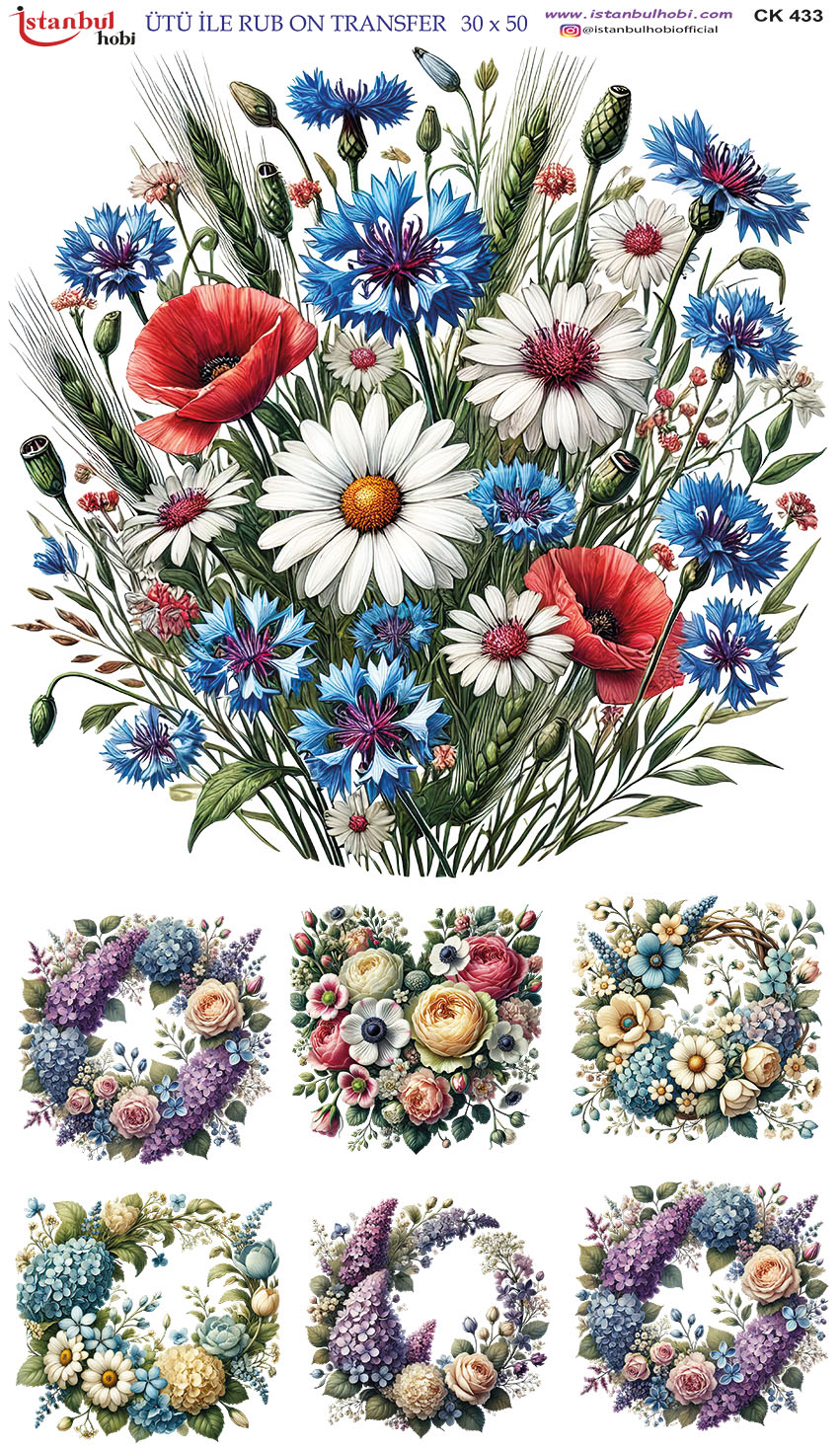 Ütü ile Rub On Transfer Kağıdı: Dekoratif Süsleme Kağıdı - CK433-İST | 30x50 cm 1 Ütü Ile Rub On Transfer Kağıdı: Dekoratif Süsleme Kağıdı - Ck433-İst | 30X50 Cm