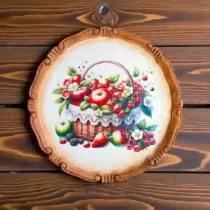 Meyve Sepeti Desenli Dekoratif Polyester Tabak: Evinize Doğanın Bereketini Taşıyın 4 Meyve Sepeti Desenli Dekoratif Polyester Tabak: Evinize Doğanın Bereketini Taşıyın