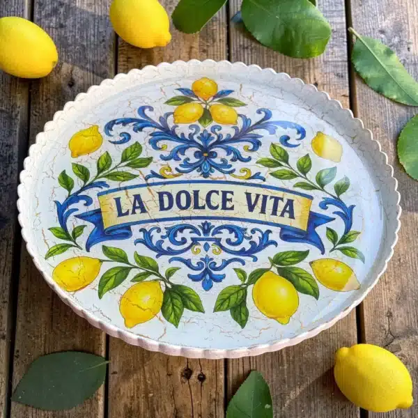 Limon Desenli Dekoratif Cam Tabak: La Dolce Vita Temalı Şık Sunum Kasesi