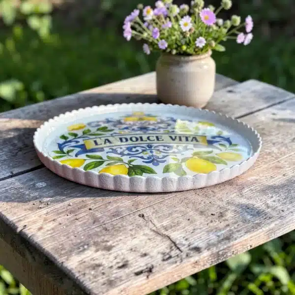 Limon Desenli Dekoratif Cam Tabak: La Dolce Vita Temalı Şık Sunum Kasesi