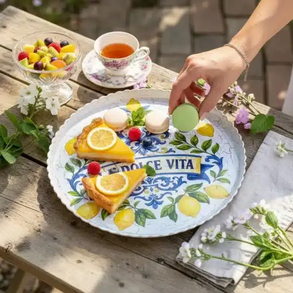 Limon Desenli Dekoratif Cam Tabak: La Dolce Vita Temalı Şık Sunum Kasesi