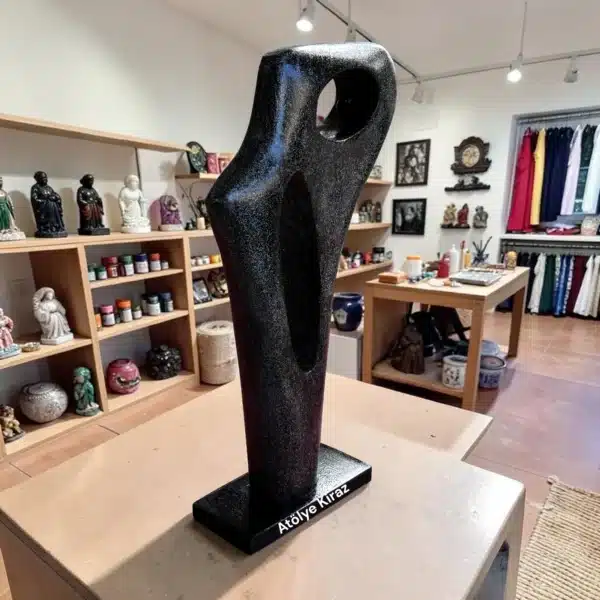 Atölye Kiraz Premium Kalite Parlak Gümüş Simli Modern Soyut Sanat Heykeli Atölye Sergisi