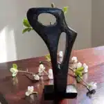 Atölye Kiraz taze yapraklar ve çiçek dekorlu modern soyut sanat heykeli parlak şık biblo