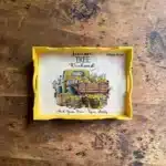 Dekoratif ahşap tepsi vintage limon kamyoneti deseni rub on transfer atölye kiraz