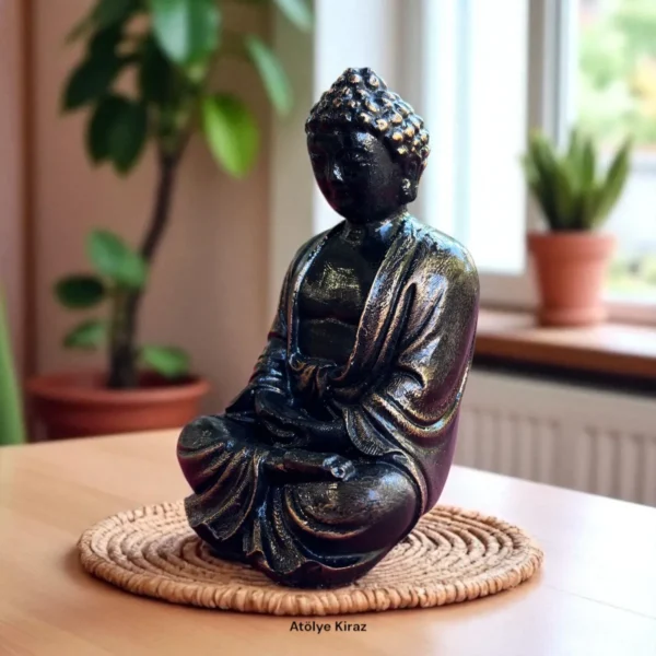 Meditasyon İçin El Yapımı Oturan Buda Heykeli