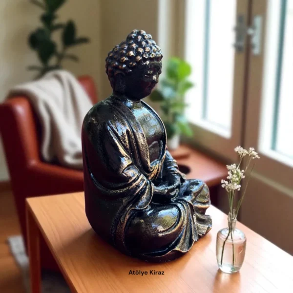 Meditasyon İçin El Yapımı Oturan Buda Heykeli