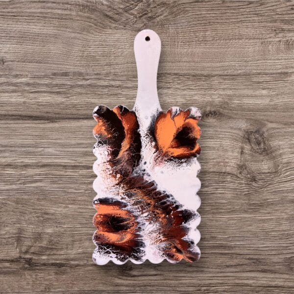 Dekoratif Boyanmış Pouring Tarzı Ahşap Sunumluk/Duvar Süsü - 18x38,5 cm