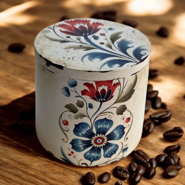 Dekoratif Lale Desenli Aytaşı Kutu – El Boyaması Kapaklı Kutu 9x9x8,5 cm - Görsel 2