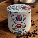 Dekoratif Lale Desenli Taş Tozu Kutu-El Boyaması Kapaklı Kutu 9x9x8,5 cm - Görsel 3