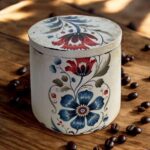 Dekoratif Lale Desenli Taş Tozu Kutu-El Boyaması Kapaklı Kutu 9x9x8,5 cm - Görsel 4