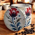 Dekoratif Lale Desenli Taş Tozu Kutu-El Boyaması Kapaklı Kutu 9x9x8,5 cm - Görsel 5