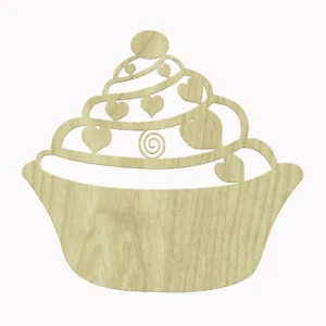 Ahşap Kalpli Sepet Figürlü Paket Süs