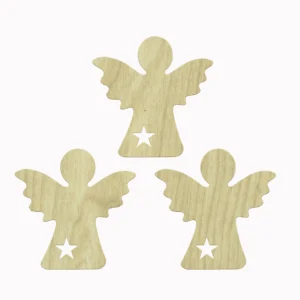 Ahşap Yıldızlı Melekler Figürlü Paket Süs