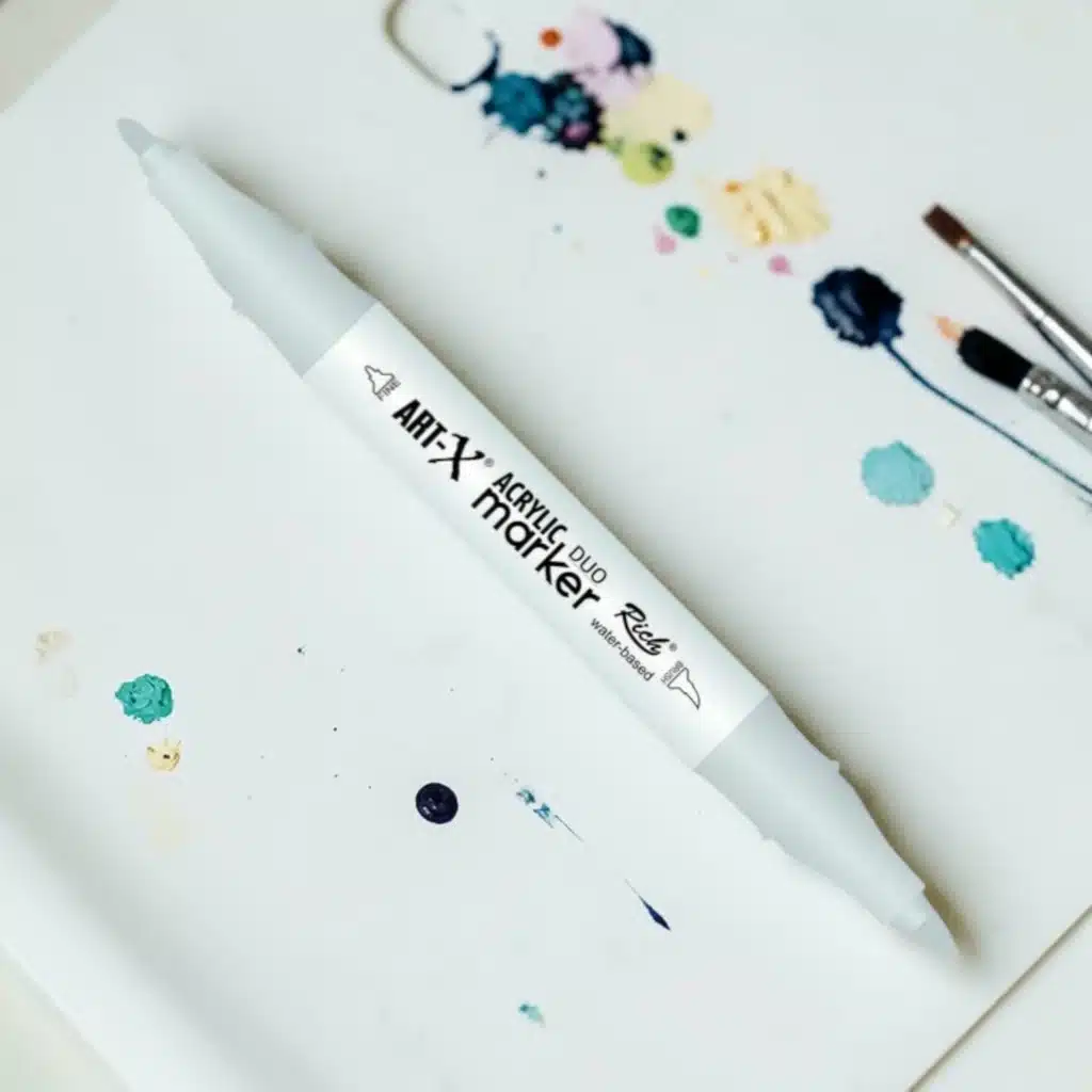 ART-X Acrylic Marker Duo 130: Çift Uçlu Akrilik Markör Kalem-Beyaz